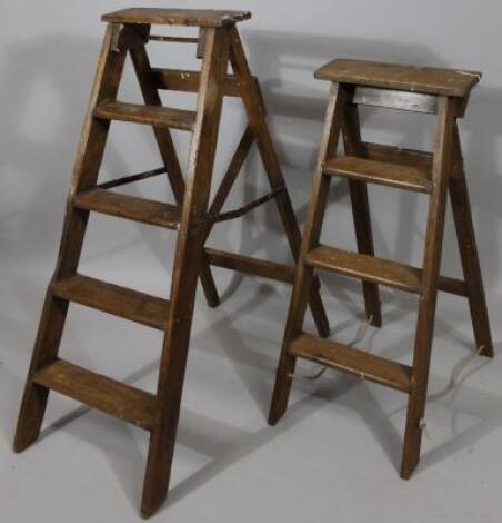 A rustic elm folding stepladder