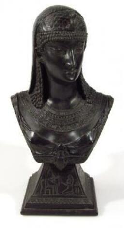 After Anatole J Guillot. A French spelter Egyptian lady bust