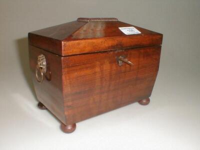 A 19thC mahogany tea caddy