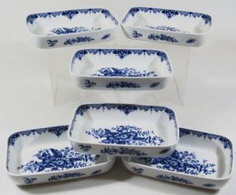 Six modern Royal Worcester oven-to-tableware blue and white dishes