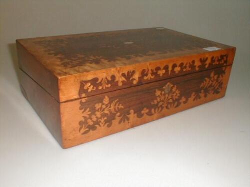 A 19thC rosewood and birds eye maple box