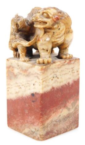 A 19thC Chinese soapstone desk ornament