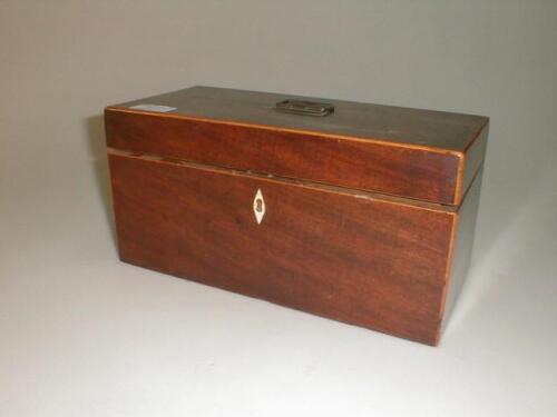 A 19thC mahogany tea caddy