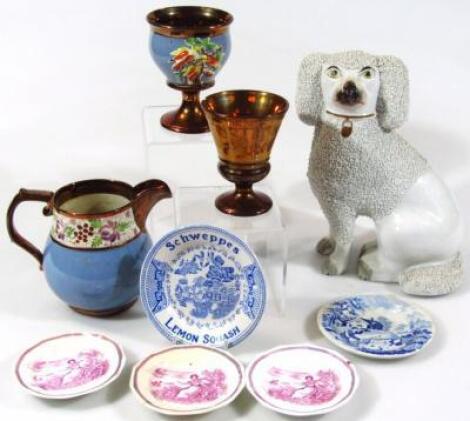 A 19thC Staffordshire flat back spaniel