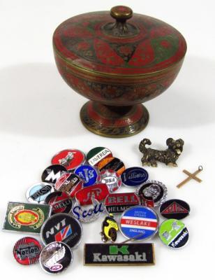 Various early 20thC and later bygone motorbike related and other enamel pin badges