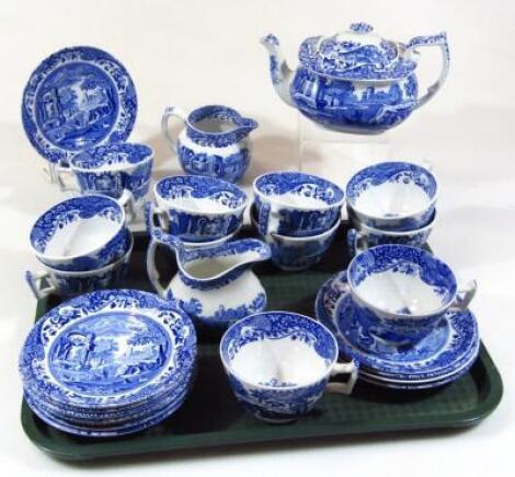 A matched Copeland Spode Italian blue and white part tea service