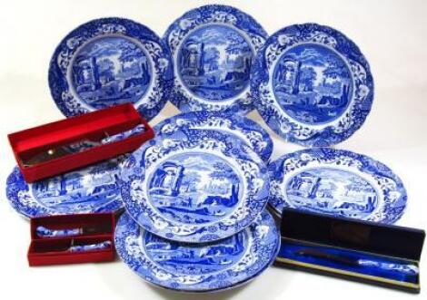 Various Copeland Spode blue and white Italian pottery