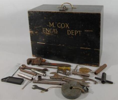 A late 19thC ebonised tool chest