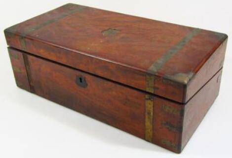 A mid 19thC mahogany and metal bound writing slope