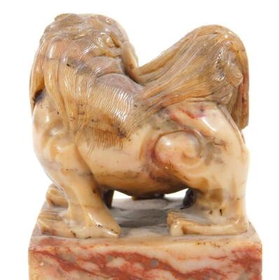 A 19thC Chinese soapstone desk ornament - 4