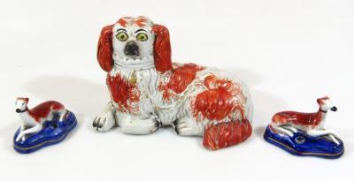 A 19thC Staffordshire pottery dog