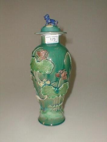 A 19thC Chinese pottery vase and cover of baluster form