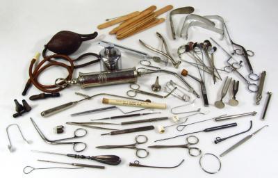 Various chrome plated and other doctor's equipment