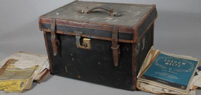 A late 19thC pressed leather travelling hat box