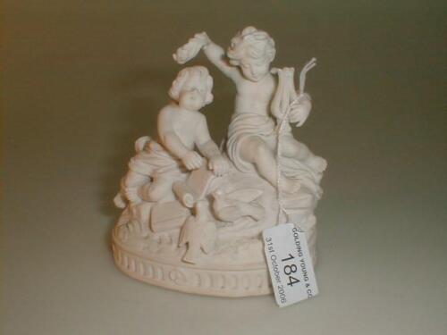 A Parian figure group after Boucher of two playful putti