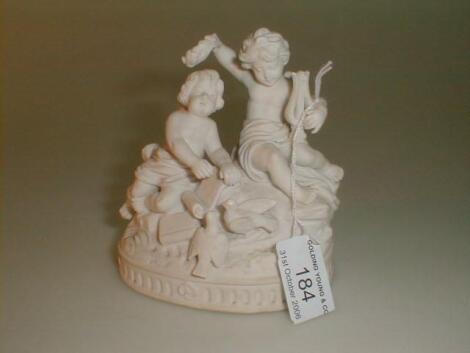 A Parian figure group after Boucher of two playful putti