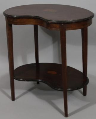 An Edwardian mahogany boxwood ebonised and part inlaid occasional table