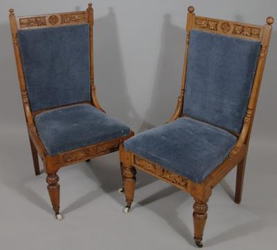 A pair of ladies and gentleman's chairs