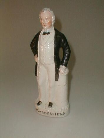 A 19thC Staffordshire figure of Lord Beaconsfield (Disraeli) standing