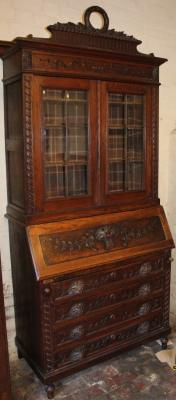 A 19thC oak bureau bookcase