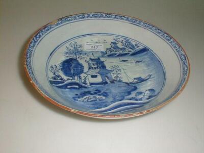 An 18thC Delft blue circular dish