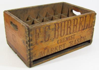 F. G. Burrell. A chemist's Market Rasen bottle crate.