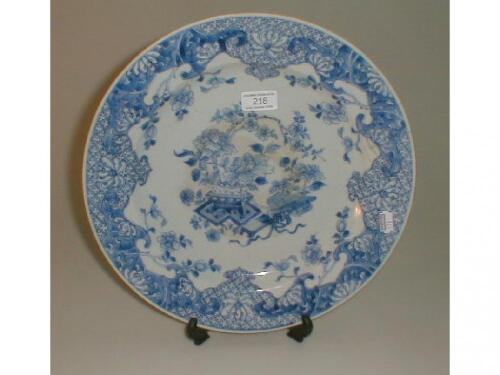 An 18thC Chinese Export blue and white charger