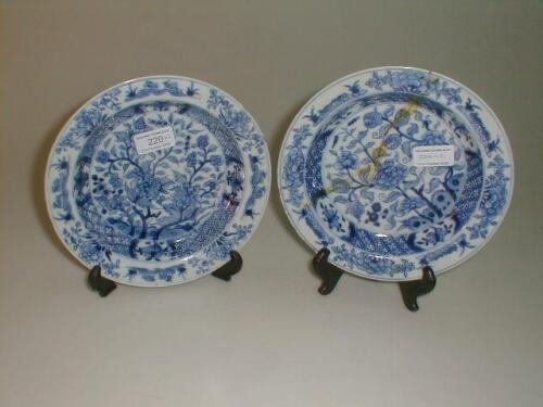 A pair of 18thC Chinese blue and white export dishes