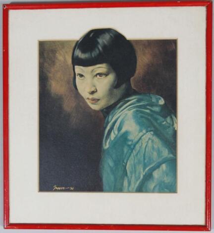 After Fayer (20thC). Oriental lady in the manner of Tretchikoff