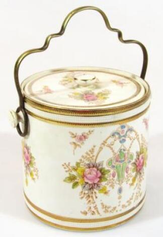 An Edwardian Crown Devon Fieldings pottery biscuit barrel