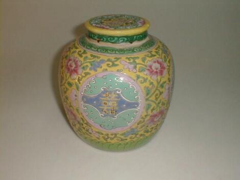 A 19thC Cantonese ginger jar and cover