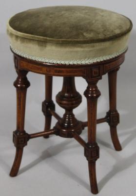 An Edwardian walnut and burr wood stool