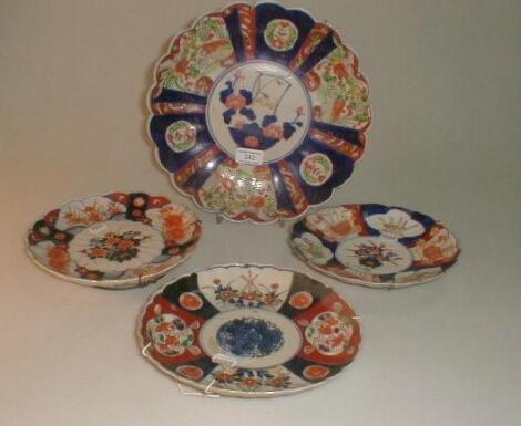 Four 19thC Imari plates