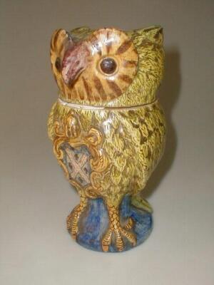 A French faience owl jug and cover