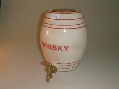 A Staffordshire stoneware "WHISKY" spirit barrel