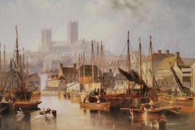 After J W Carmichael. Lincoln From The Brayford print