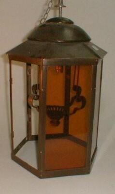 A burnished brass hall lantern