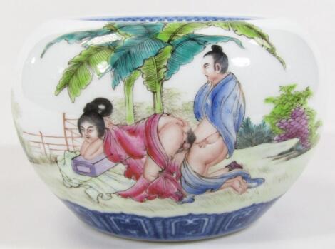 A Chinese porcelain erotic and documented bowl