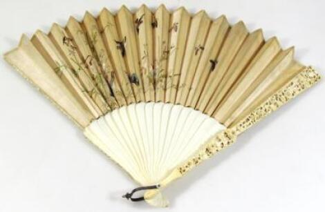 A 19thC ivory hand fan