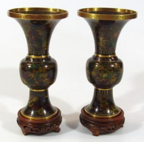 A pair of 20thC Chinese cloisonné vases