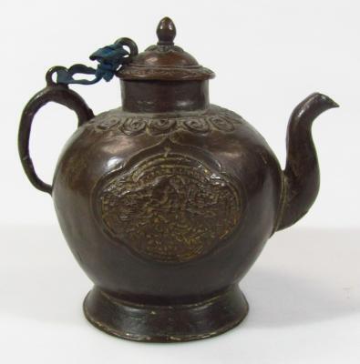 A Japanese bronze teapot