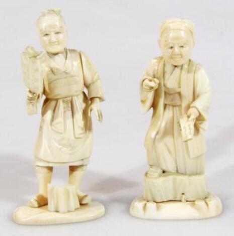 A Japanese Meiji period ivory figure of a gentleman