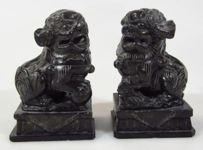 A pair of polished Chinese stone Dogs of Fo