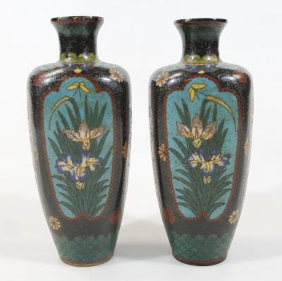 A pair of late 19thC cloisonné vases