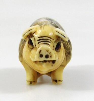 A Japanese netsuke in the form of a standing pig - 2