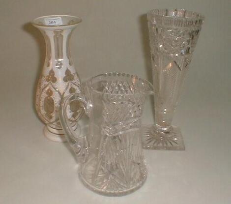 An Edwardian cut glass trumpet vase