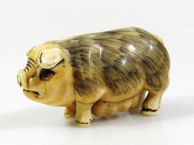 A Japanese netsuke in the form of a standing pig - 3