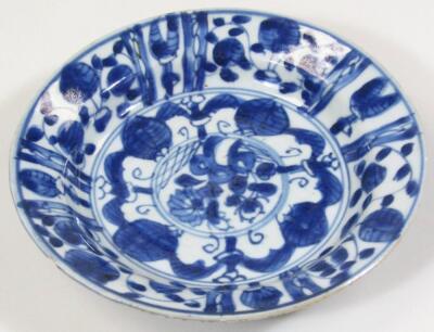 A Chinese Kangxi style blue and white porcelain saucer dish