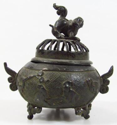 A 19thC bronze censer - 3