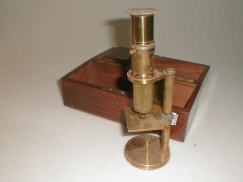 A 19thC mahogany cased monocular microscope